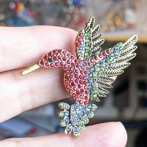 Colorful Crystal Bird Brooch